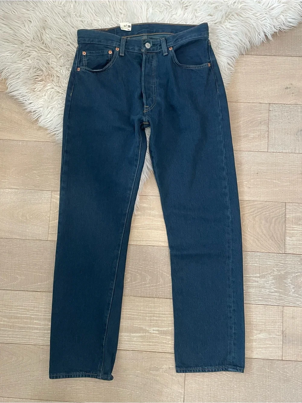 Levi's Mens 501 Original Straight Leg Dark Wash Button Up Denim Jeans (33x34)